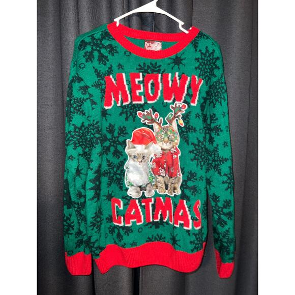 Ugly Christmas Sweater Sweaters - Ugly Christmas Sweater Size XL Cat